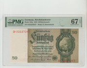 Germany, President Paul von Hindenburg (1925 - 1933). Reichsbanknote 67 Pick# 182a 1933 50 Reichsmark S/N D32227047 - Wmk: D. Hansemann 67 Superb Gem ...