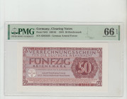 Germany, President Adolf Hitler (1934 - 1945). Clearing Notes Pick# M41 SB164 1944 50 Reichsmark S/N 8585649 - German Armed Forces 66 Gem Uncirculated...
