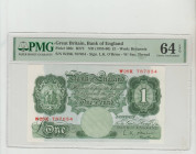 Great Britain, Queen Elizabete II (1952 - 2022). Bank of England Pick# 369c B273 ND (1955-60) £1 Wmk: Britannia S/N W28K 787054 - Sign. L.K. O'Brien -...