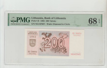 Lithuania, President Algirdas Brazauskas (1993 - 1998). Bank of Lithuania Pick# 45 1993 200 Talonu S/N NG167807 - Wmk: Diamond in Circle 68 Superb Gem...