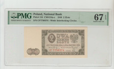 Poland, President August Zaleski (1947 - 1972). National Bank Pick# 134 CM#134a-c 1948 2 Zlote S/N CF7750374 - Wmk: Interlocking Circles 67 Superb Gem...