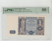 Poland, President Ignacy Mościcki (1926 - 1939). Bank Polski Pick# 77 CM#76 1936 20 Zlotych S/N AH1328985 - Wmk: Woman's Head 66 Gem Uncirculated
PMG...