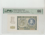 Poland, President Wladyslaw Raczkiewicz (1939 - 1947). Emission Bank Pick# 101 CM#101a-b 1941 5 Zlotych S/N AC 3646054 - Wmk: Diamond Pattern 66 Gem U...
