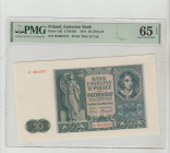 Poland, President Wladyslaw Raczkiewicz (1939 - 1947). Emission Bank Pick# 102 CM#102 1941 50 Zlotych S/N D9602537 - Wmk: Man in Cap 65 Gem Uncirculat...