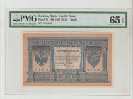 Russian Empire, Emperor Nicholas II (1894 - 1917). Russia, State Credit Note Pick# 15 1898 (ND 1915) 1 Ruble S/N NV-510 65 Gem Uncirculated
PMG 65