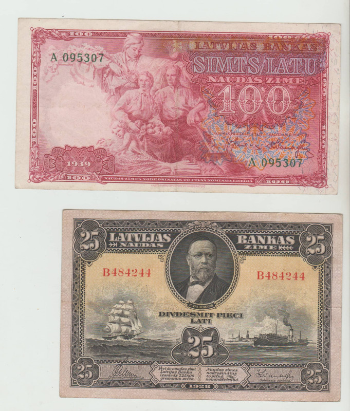 Latvia, President Karlis Ulmanis (1934 - 1940), 100 Latu, 1939 year; President G...