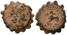 SELEUKID KINGS OF SYRIA. Antiochos VI Dionysos, 144-142 BC. Antiochia on the Orontes. AE 16mm, 3,39g *Repatinated*