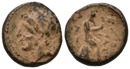 Seleukid Empire, Antiochos I Soter. Antioch on the Orontes, 281-261 BC. Diademed head to left / Apollo seated to right on omphalos; ΒΑΣΙ to right, ANT...