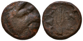 KINGS OF THRACE. Adaios, circa 275-225 BC. Head of a boar to right. Rev. AΔAI Spearhead right; below, two monograms. AE 13mm, 2,83g