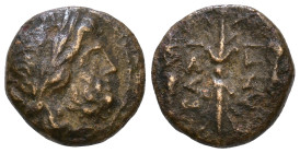 SELEUKID KINGS of SYRIA. Antiochos I Soter, 281-261 BC. Antioch on the Orontes. Laureate head of Zeus right. Rev. BAΣΙ ANTI Thunderbolt; club, monogra...