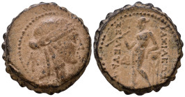 SELEUKID KINGS OF SYRIA. Seleukos IV Philopator 187-175 BC. Antioch. Obv: Laureate head right; monogram behind. Rev: BAΣΙΛΕΩΣ ΣEΛEYKOY. Apollo standin...