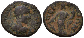 PAMPHYLIA. Perge. Trajanus Decius(?) (249-251). radiate, draped and cuirassed bust right. Rev: ΠЄΡΓΑΙΩΝ. Tyche standing left, holding rudder and cornu...