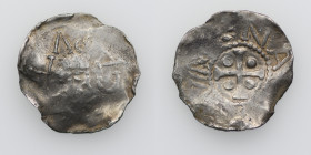Belgium. Lower Lorraine. Albert II? 1031-1064. AR Denar (18mm, 1.04g). Namur mint. +CAPVT, diademed bust right / +NA[MC]VM, cross with pellet in each ...