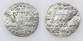 Byzantine Empire. Basil II Bulgaroktonos, with Constantine VIII. 976-1025. AR Miliaresion (21mm, 1.78g). Constantinople mint. ЄҺ TOVTω ҺICAT ЬASILЄI C...