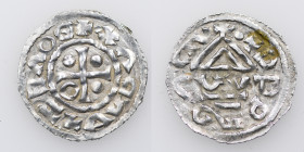 Czechia. Bohemia. Boleslav II. 967-999. AR Denar (17mm, 0.65g). Prague mint. +BOLEZLAV DVX, cross with annulet in one angle, pellet in three angles / ...