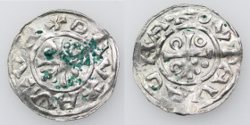Czechia. Boleslav III. 999-1002/3. AR Denar (18mm, 0.74g). Prague mint. +DAV+AV+VH, cross with one arrowhead in two angles and one pellet in two angle...