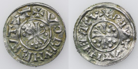 Czechia. Bohemia. Boleslav IV Chrabrý (The Brave). 1003-1004. AR Denar (19mm, 0.82g). Prague mint. +TVTVEHVERCV (retrograde), cross consisting of thre...