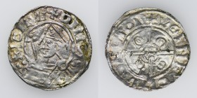 Denmark. Cnut the Great 1019-1035. AR Penny (19mm, 1.12 g). Pointed Helmet type. Lund mint. Struck circa 1025. +DNIOΓ: :+IO�IE, bust left wearing poin...