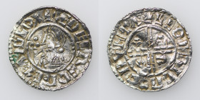 England. Aethelred II. 978-1016. AR Penny (18mm, 1.20g, 3h). Crux type (BMC iiia, Hild. C). Huntingdon mint; moneyer Leofric. Struck circa 991-997. + ...