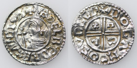 England. Aethelred II. 978-1016. AR Penny (20mm, 1.44g, 3h). Crux type (BMC iiia, Hild. C). Southwark mint; moneyer Boia / Boga. Struck circa 991-997....