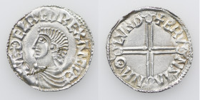 England. Aethelred II 978-1016. AR Penny (20mm, 1.39g, 7h). Long Cross type (BMC IVa, Hild. D). London mint; moneyer Brunstan. Struck circa 997-1003. ...