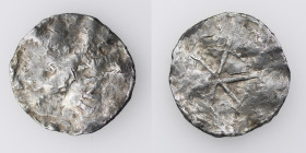 Germany. Maastricht. Heinrich II 1002-1014. AR Denar (17mm, 1.32g). Struck after 1014. Maastricht mint. [HE]INRIC[__], diademed bust right / Six point...