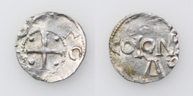Germany. Cologne. Otto III 983-1002. AR Denar (16mm, 1.49g). Cologne mint. [+]O[T]TO [REX], cross with pellets in each angle / S / COLON[IA] / A G, Co...