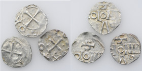 Germany (Group of three). Cologne. Otto III 983-1002. AR Denar (15mm, 1.25g). Cologne mint. +OTTO REX, cross with pellets in each angle / S / COLONIA ...
