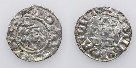Germany. Andernach. Otto III. 983 – 1002. AR Denar (18mm, 0.77g). Andernach mint. + [OTT]O R[E]X, diademed head right / [+ XRSTIA.N.A RL]IGIO, three-l...