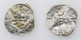 Germany. Archdiocese of Trier. Otto III 983-1002. AR Denar (16mm, 1.05g). Trier mint. [+]OTTO [RE]X, cross, pellets in each angle / B / TREVER / A, in...