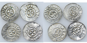 Germany (Group of four). Germany. Archdiocese of Magdeburg. Giselher 981-1004. AR Denar. Magdeburg mint. Small cross pattee / Church facade, cross in ...
