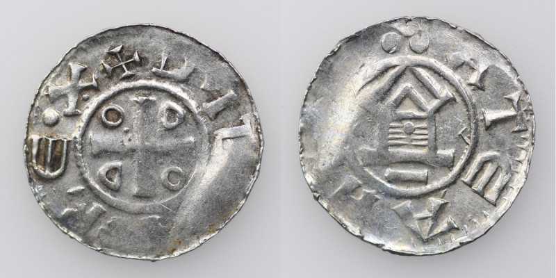 Germany. Duchy of Saxony. Goslar area. Otto III 983-1002. AR Denar (18mm, 1.44g)...