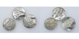 Germany (Group of three). Duchy of Saxony. Goslar. Otto III 983-1002. AR Denar +DIIGRA+REX, short cross, in angels O D D O / ATEAHLHT, church facade. ...