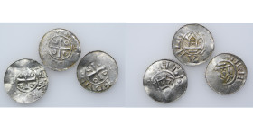 Germany (Group of three). Duchy of Saxony. Goslar. Otto III 983-1002. AR Denar +DIIGRA+REX, short cross, in angels O D D O / ATEAHLHT, church facade. ...