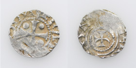 Germany. Saxony. Otto III 983-1002. AR Denar (17mm, 1.32g). Dortmund mint. [ODDO]IMPERAT[OR], cross with pellet in each quarter / [TH]EROTMAN[NI], cro...