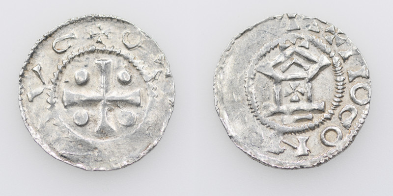 Germany. Mainz. Otto III 983-1002. AR Denar (18mm, 1.36g). Mainz mint. + OT[OT I...