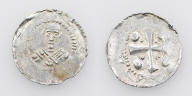 Germany. Mainz. Heinrich II 1002-1024. AR Denar (17mm, 1.78g). Mainz mint. Bust facing / Cross with pellets in each angle. Dbg. 802 var; Kluge 445. Ve...