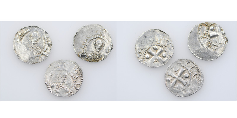 Germany (Group of three). Heinrich II 1002-1024. AR Denar (19mm, 1.75g). Mainz m...