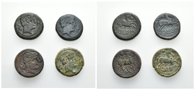 HISPANIA ANTIGUA. AREKORATAS. Lote de 4 unidades, 3 de ellas diferentes. MBC-/MBC.