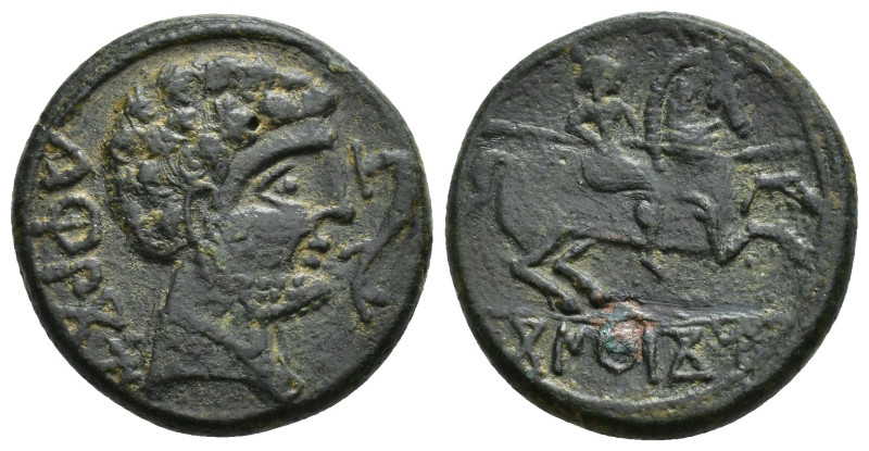 HISPANIA ANTIGUA. KONTERBIA KARBIKA. Unidad. A/ Cabeza masculina a der., delante...