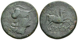 HISPANIA ANTIGUA. UNTIKESKEN. Unidad. A/ Cabeza de Palas a der. R/ Pegaso a der., debajo sobre línea UNTiKeSKeN. AE 24,73 g. 32,8 mm. I-1200; ACIP-993...
