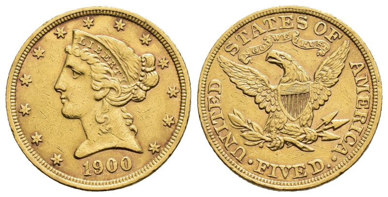 MONEDA EXTRANJERA. ESTADOS UNIDOS DE AMÉRICA. 5 dólares. 1900. AU 8,33 g. 21,3 m...