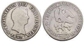 MONEDA EXTRANJERA. MÉXICO. Agustín Iturbide. 2 reales. 1823. JM. AR 6,42 g. 27,4 mm. KM-303. BC+/MBC-.