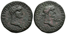 HISPANIA ANTIGUA. CARTHAGONOVA. Calígula. As. A/ Cabeza laureada a der.; C CAESAR AVG GERMANIC IMP P M TR P COS. R/ Cabeza femenina a der. (¿Salus?), ...