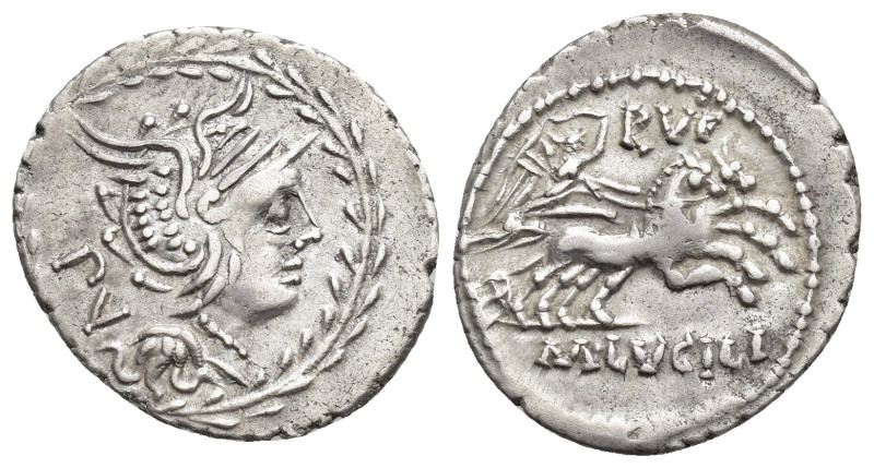 REPÚBLICA ROMANA. LUCILIA. M. Lucilius Rufus. Denario. Norte de Italia (101 a.C....