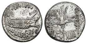 PERIODO DE JULIO CÉSAR A AUGUSTO. MARCO ANTONIO. Denario. Ceca móvil (32-31 a.C.). R/ LEG XIII. AR 3,42 g. 15,8 mm. CRAW-544.27; FFC-47. Leves oxidaci...