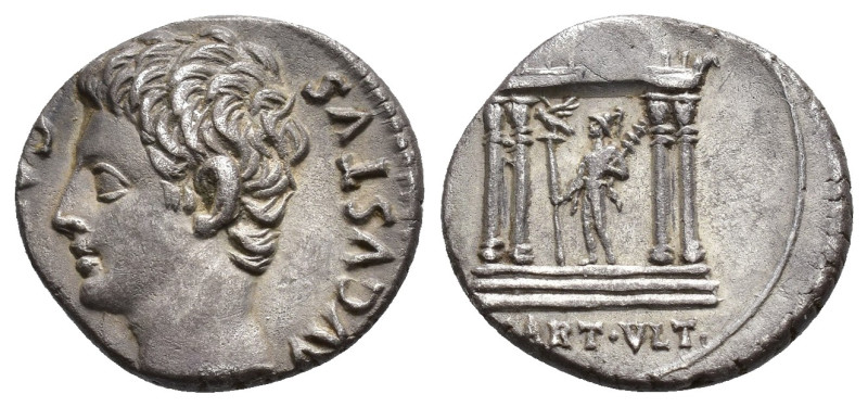PERIODO DE JULIO CÉSAR A AUGUSTO. AUGUSTO. Denario. Colonia Patricia (19 a.C.). ...