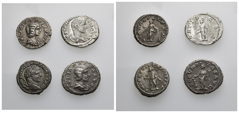 IMPERIO ROMANO. Lote de 4 denarios: Julia Maesa, Julia Domna, Caracalla y Geta. ...