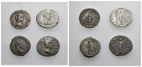 IMPERIO ROMANO. Lote de 4 denarios: Julia Maesa, Julia Domna, Caracalla y Geta. MBC-/MBC.