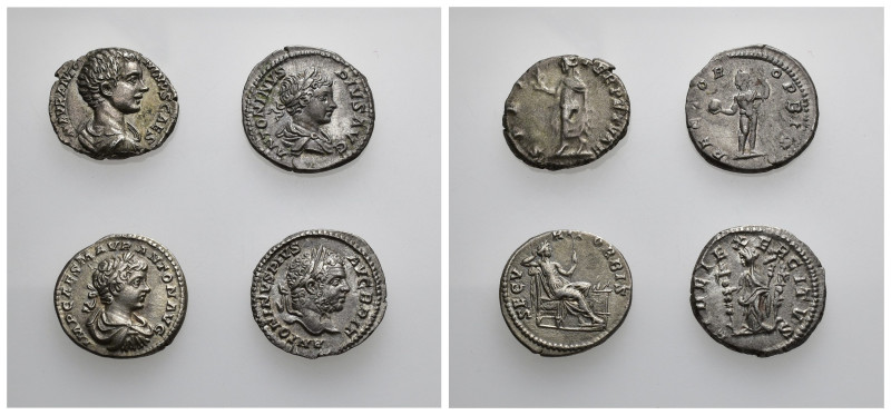 IMPERIO ROMANO. Lote de 4 denarios de Caracalla. MBC/MBC+.
